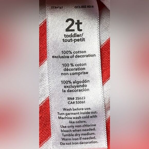 Carter’s Girls Kids Striped Flutter Sleeve Heart Detail T-Shirt Top. 2. 2T. - Picture 5 of 5